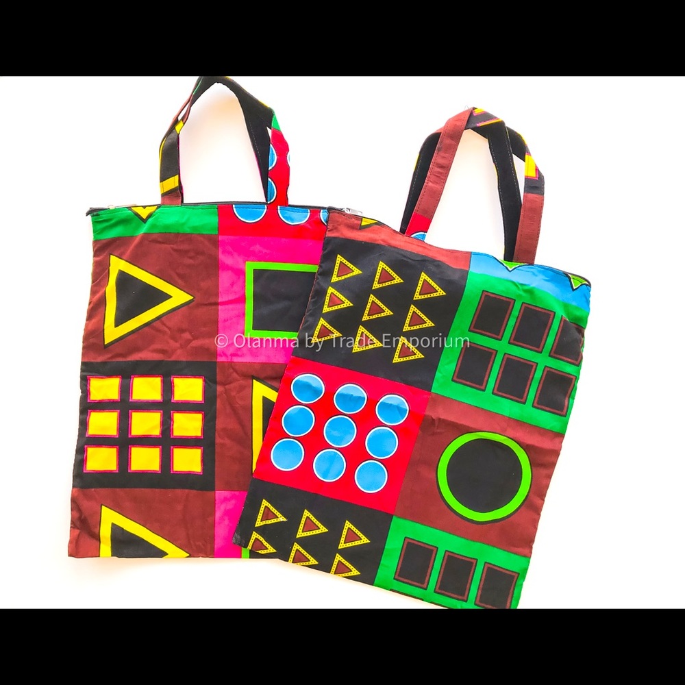 Africa Ankara Print Tote Folding Shopping Book Bag